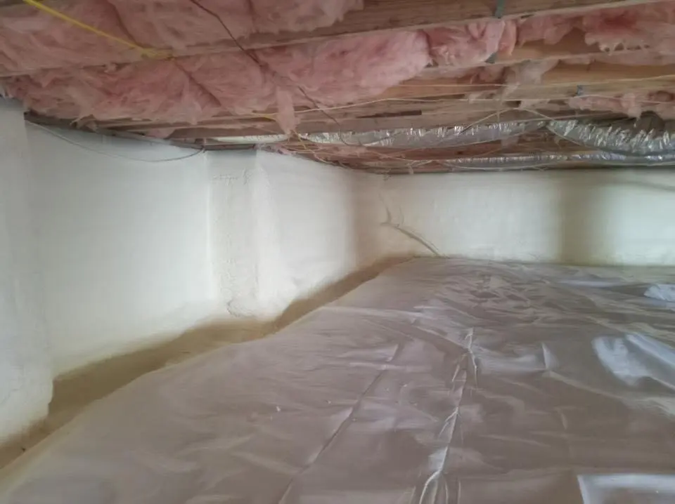 Crawl space encapsulation with closed-cell spray foam for Flat Roof Repair in Tisbury